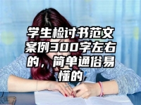 学生检讨书范文案例300字左右的，简单通俗易懂的