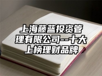上海藤蓝投资管理有限公司--十大上榜理财品牌