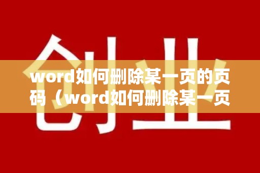 word如何删除某一页的页码（word如何删除某一页的页码和页码）