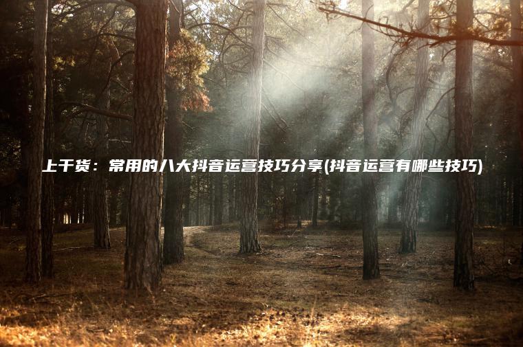 上干货：常用的八大抖音运营技巧分享_抖音