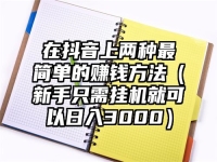 在抖音上两种最简单的赚钱方法（新手只需挂机就可以日入3000）