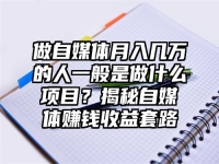 做自媒体月入几万的人一般是做什么项目？揭秘自媒体赚钱收益套路