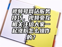 视频号网站服务技巧，视频豪互相关注给大家一起涨粉怎么操作的？
