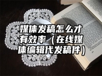 媒体发稿怎么才有效率（在线媒体编辑代发稿件）