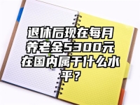 退休后现在每月养老金5300元在国内属于什么水平？