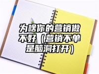 为啥你的营销做不好（营销不单是脑洞打开）