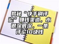 揭秘“快手刷评论”赚钱渠道，水很深很深，一条评论10块钱