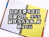 软文主要考虑到流量入口，95%稿件当天发布_新朗40元