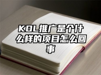 KOL推广是个什么样的项目怎么回事