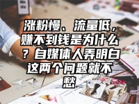 涨粉慢、流量低，赚不到钱是为什么？自媒体人弄明白这两个问题就不愁