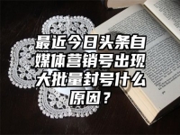 最近今日头条自媒体营销号出现大批量封号什么原因？