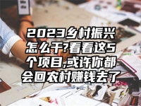 2023乡村振兴怎么干?看看这5个项目,或许你都会回农村赚钱去了