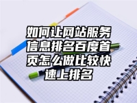 如何让网站服务信息排名百度首页怎么做比较快速上排名