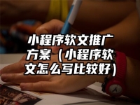 小程序软文推广方案（小程序软文怎么写比较好）