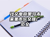 社交电商黑马未来集市软文推广范文