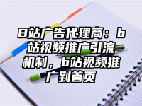 B站广告代理商：b站视频推广引流机制，b站视频推广到首页