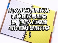 新人小白如何在头条快速起号和变现（新人自媒体写作赚钱案例分享）